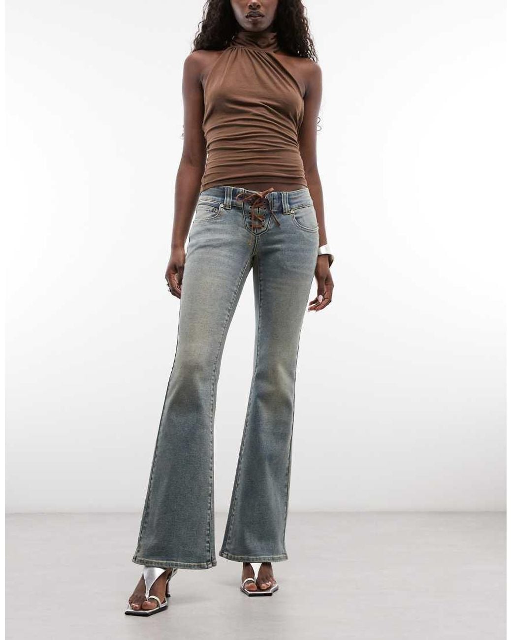 Abrand Jeans Blue 00 Kick Tie Waist Flares Jeans