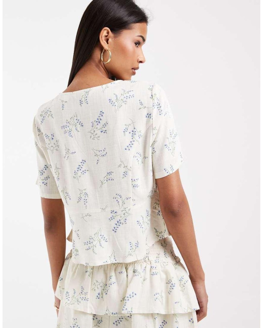 ONLY White Floral Print Top Co-ord
