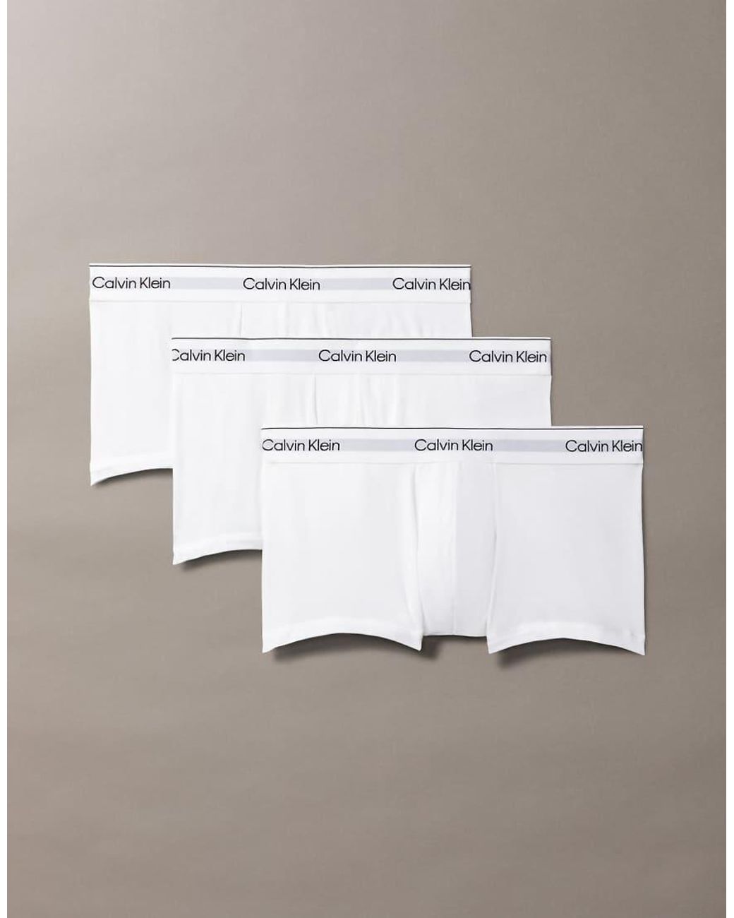 Calvin Klein White Icon Cotton Stretch Low Rise Boxer Trunks 3 Pack for men