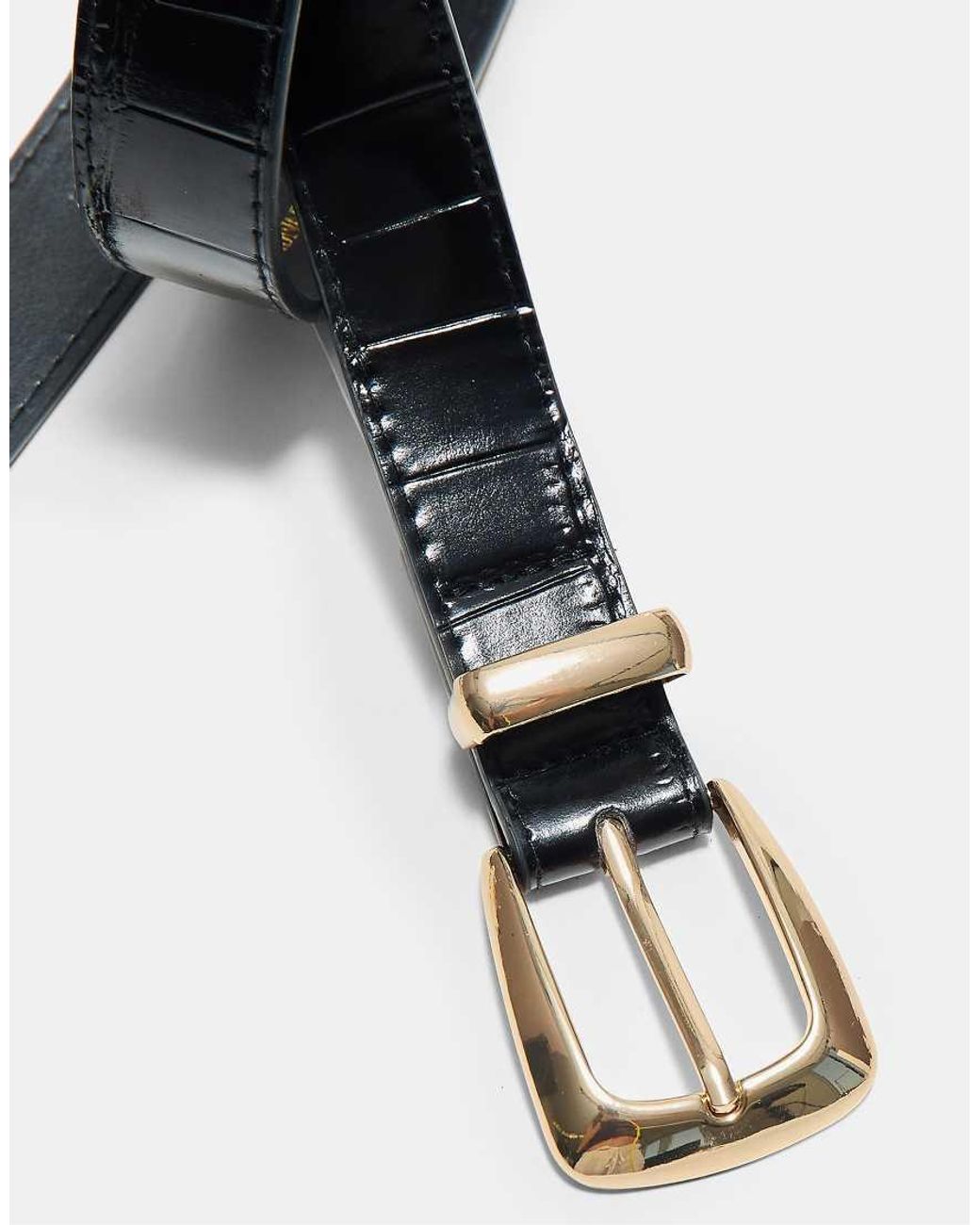 Stradivarius White Crocodile-effect Belt