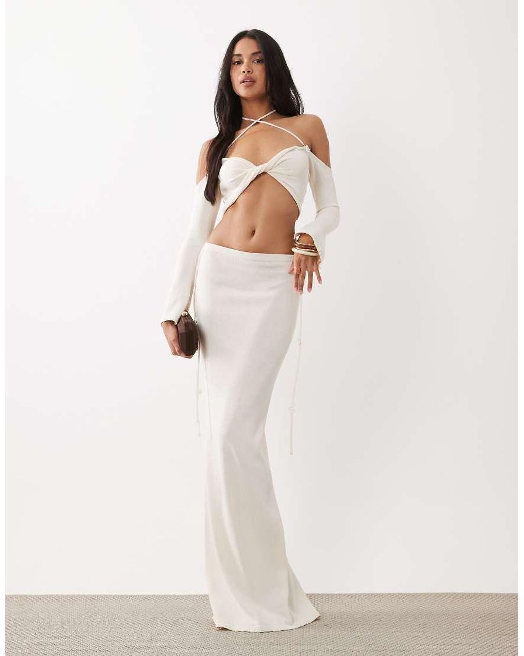 Wanderdoll Natural Ophelia Crochet Maxi Skirt Co-ord