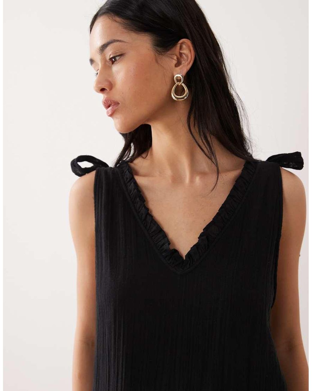 esmé studios Black Tie Strap Mini Beach Dress