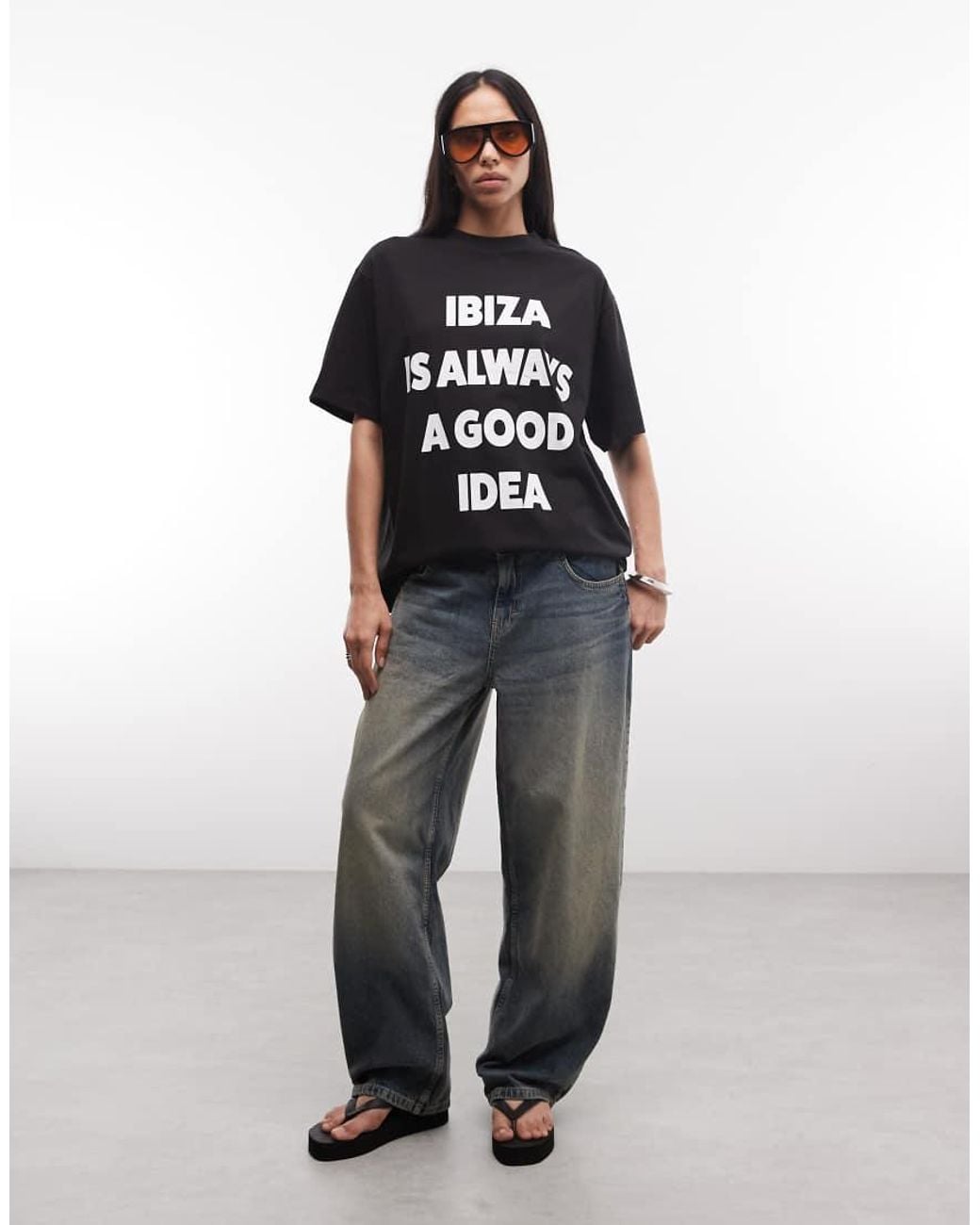 ASOS Black Weekend Collective Ibiza Slogan Oversized T-shirt