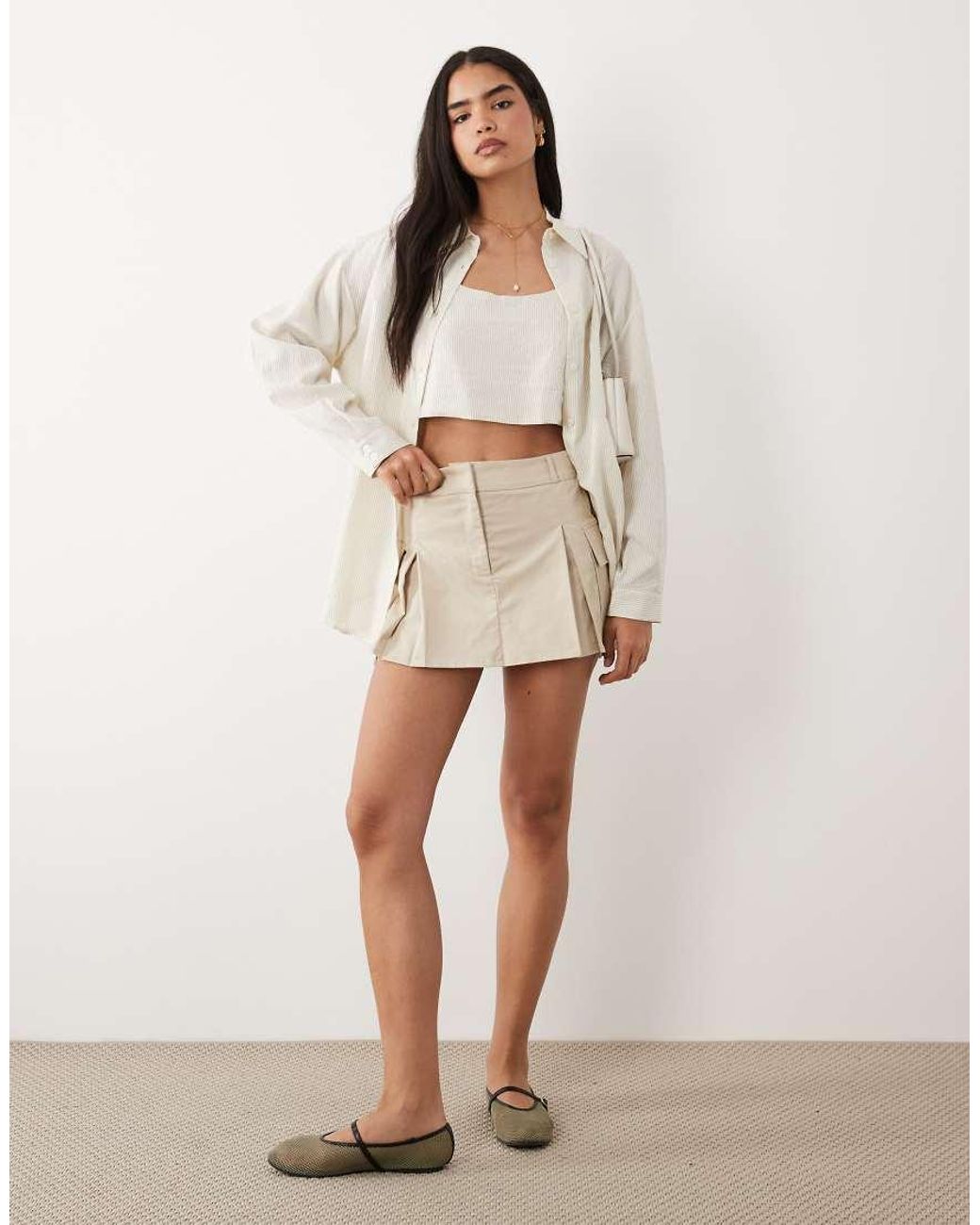 ASOS Natural Oversized Shirt With Bralet
