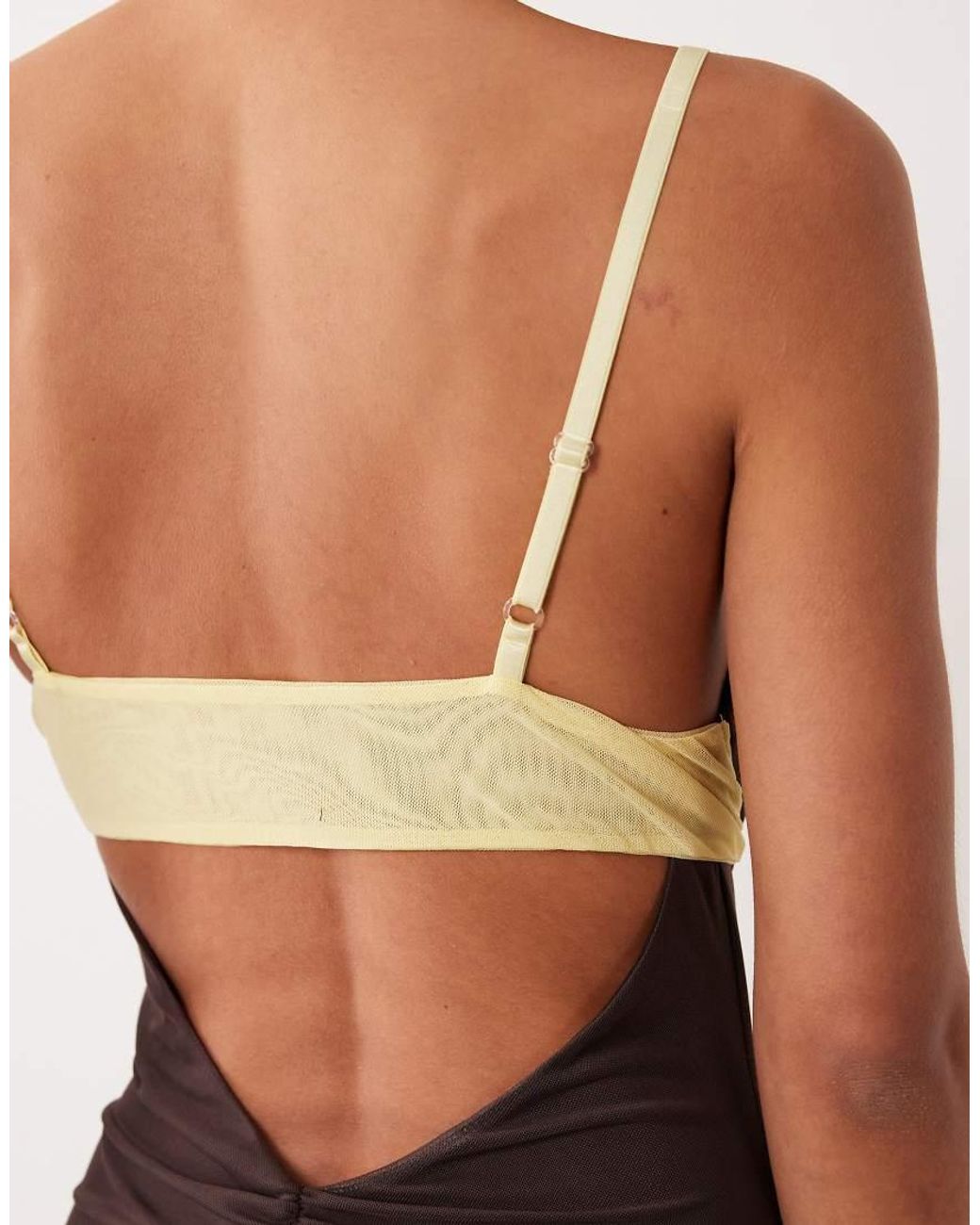 ASOS Brown Mesh Contrast Cami Maxi Dress