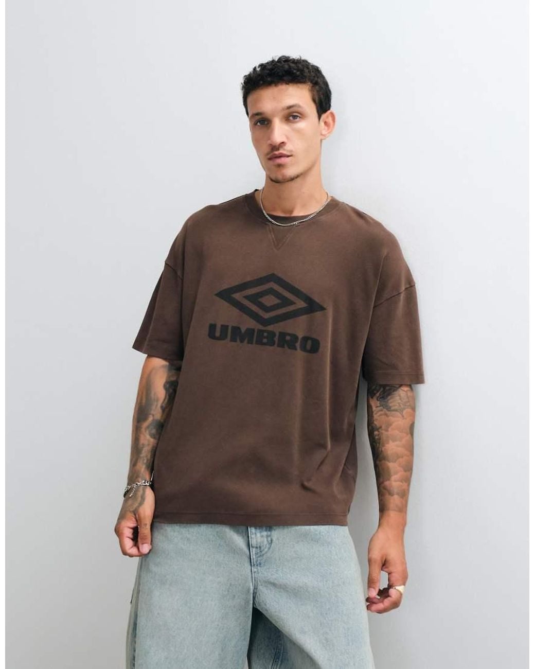Umbro Brown Washed Boxy Tee for men