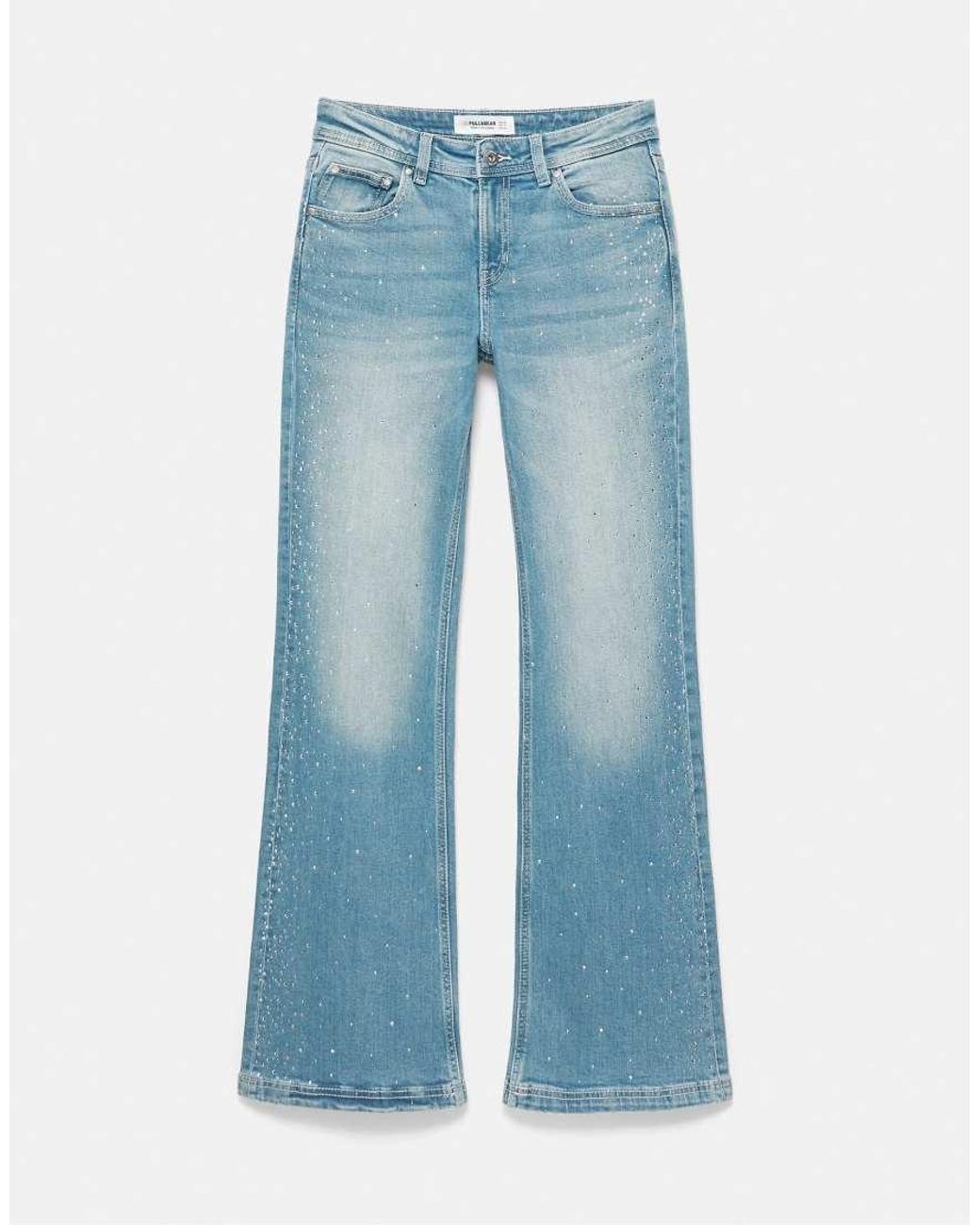 Pull&Bear Blue Rhinestone Boot-cut Jeans