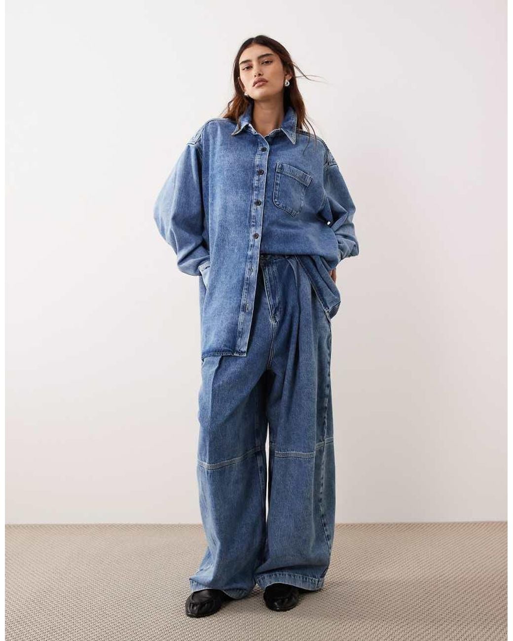 ARRANGE Blue Seam Detail Washed Denim Shirt