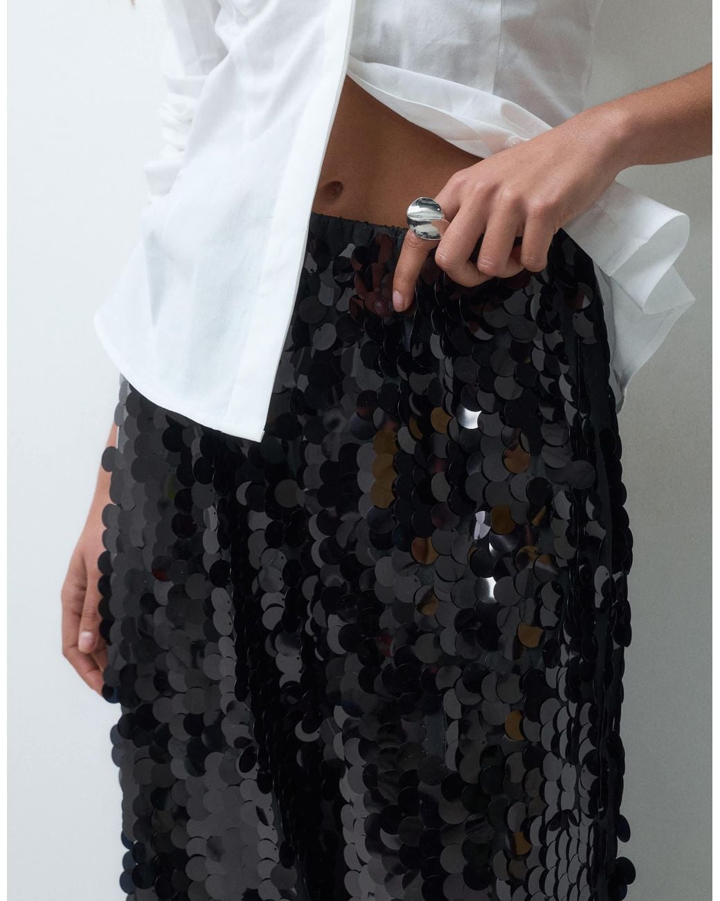 Never Fully Dressed Gray Disc Sequin Elasticated Waist Balloon Trouser