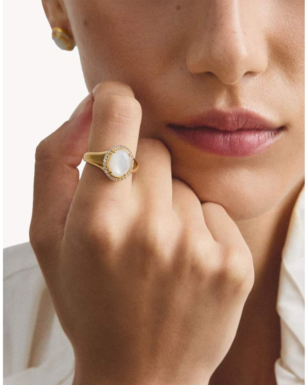 Thomas Sabo White Halo Ring With Mother-Of-Pearl And Zirconia