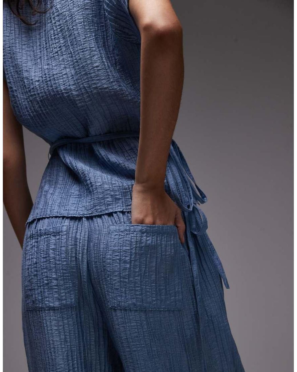 ASOS Blue Crinkle Balloon Trousers Co-ord
