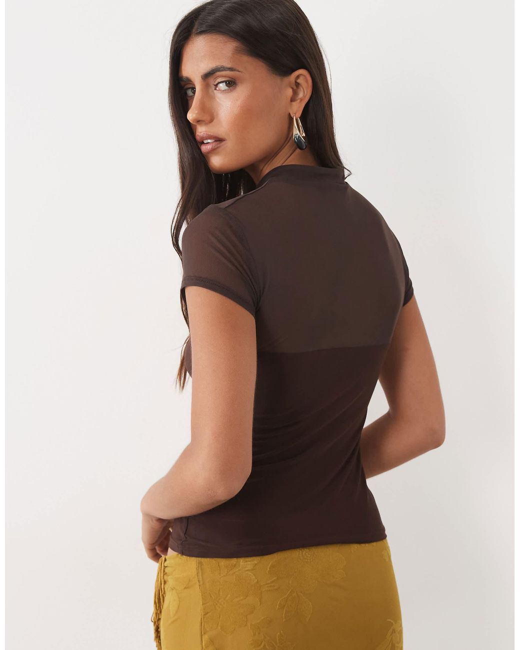 ASOS Brown Rouleau Loop Cut Out Top