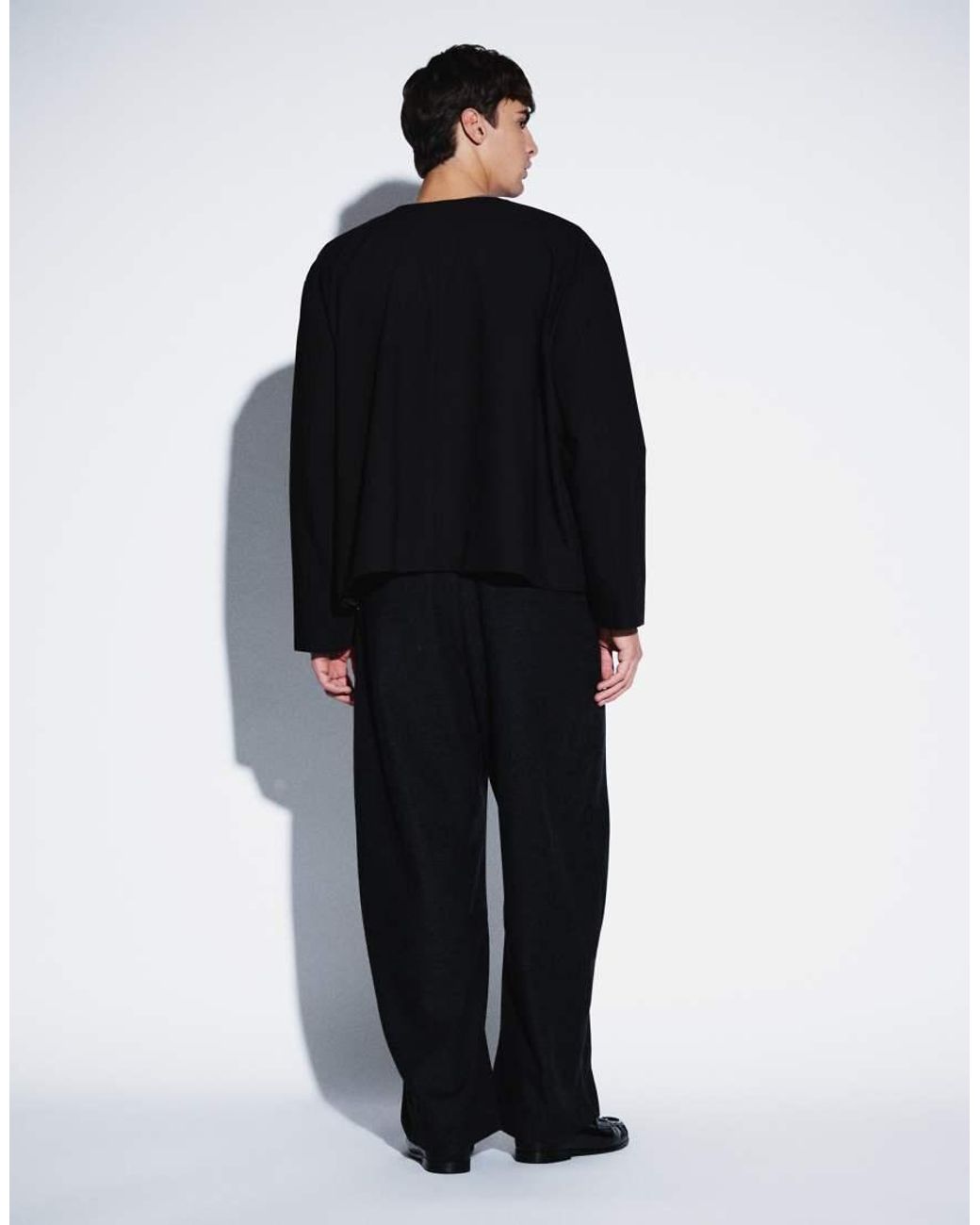 ASOS Blue Tailored Barrel Leg Trousers With Wool for men