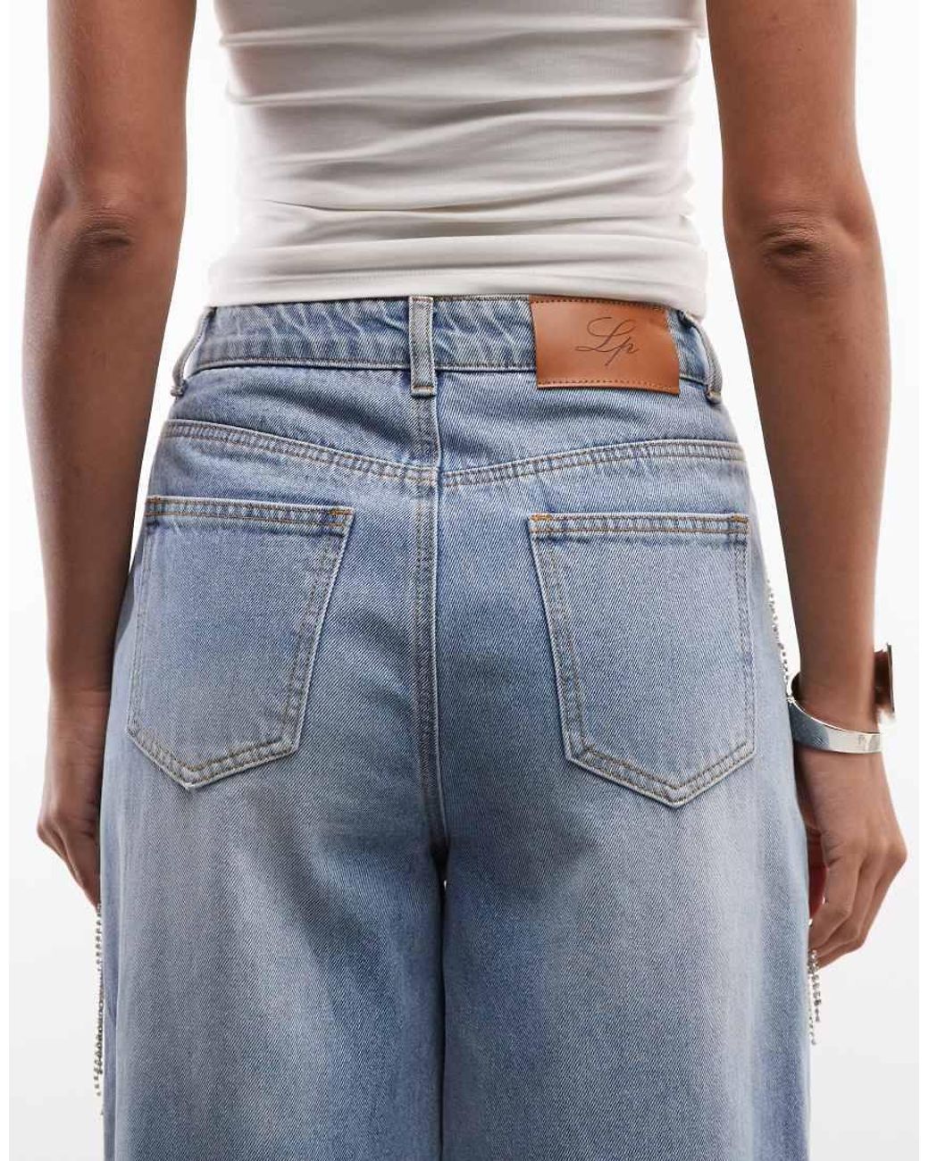 Liquor N Poker Blue Straight Leg Fringe Detail Jeans Co-Ord