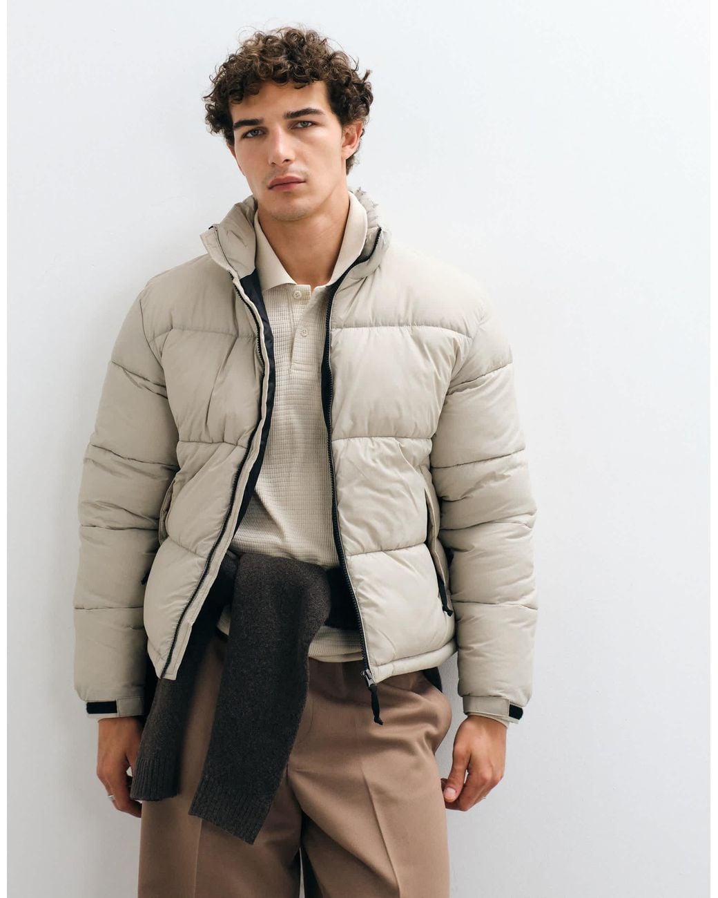 Only & Sons Gray Puffer Jacket for men