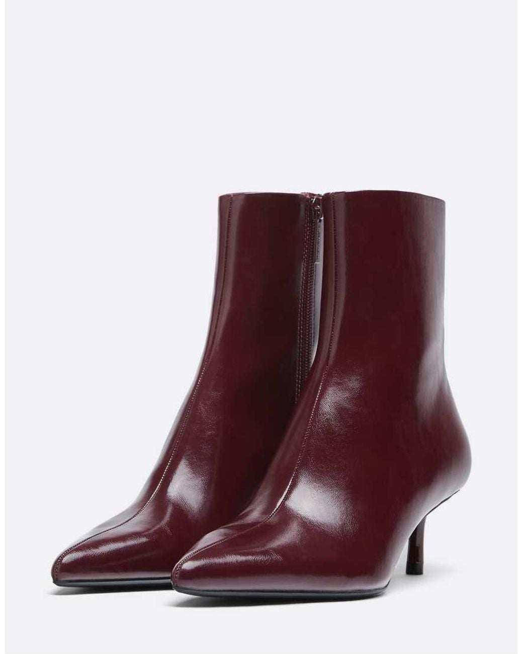 Stradivarius Purple Croc-effect Kitten Heel Ankle Boots