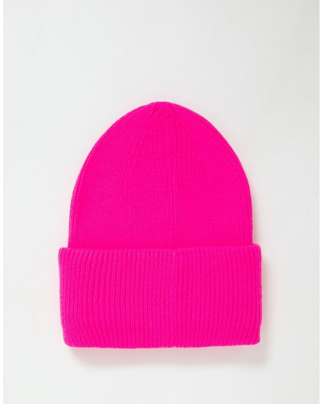 ASOS Cotton Neon Pink Beanie for Men | Lyst