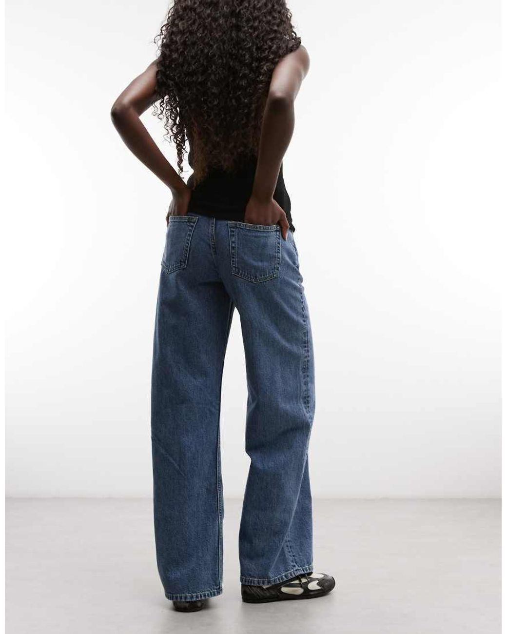 Weekday Blue Paz Mid Waist Wide Leg Jeans