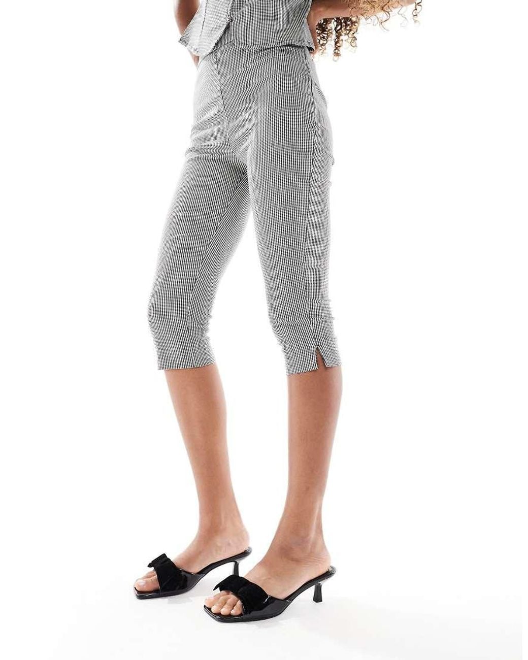 New Look Gray Co-ord Gingham Capri Trousers