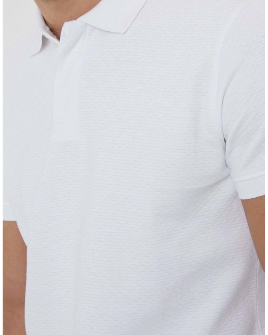 Threadbare White Textured Cotton Rich Polo Shirt for men