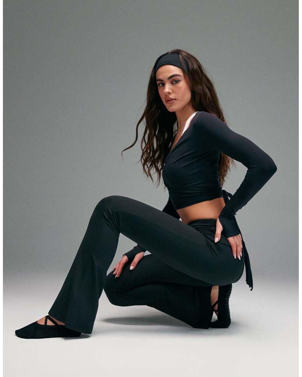 4505 Gray Soft Touch Ruched Foldover Waist Slim Kick Yoga Legging