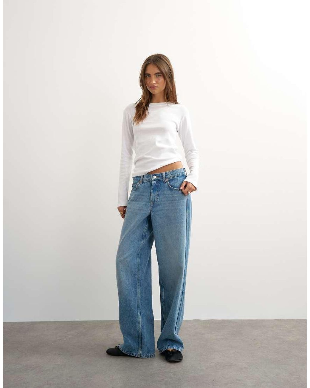 TOPSHOP White Long Sleeve Everyday Tee