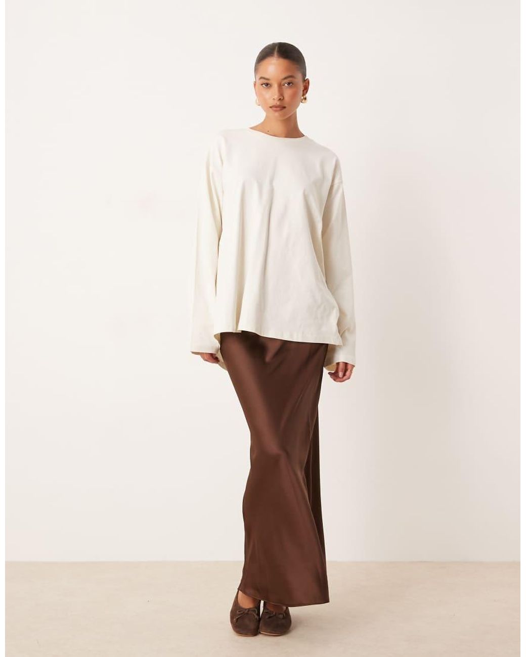 ASOS Natural Twist Back Detail Long Sleeve Tee