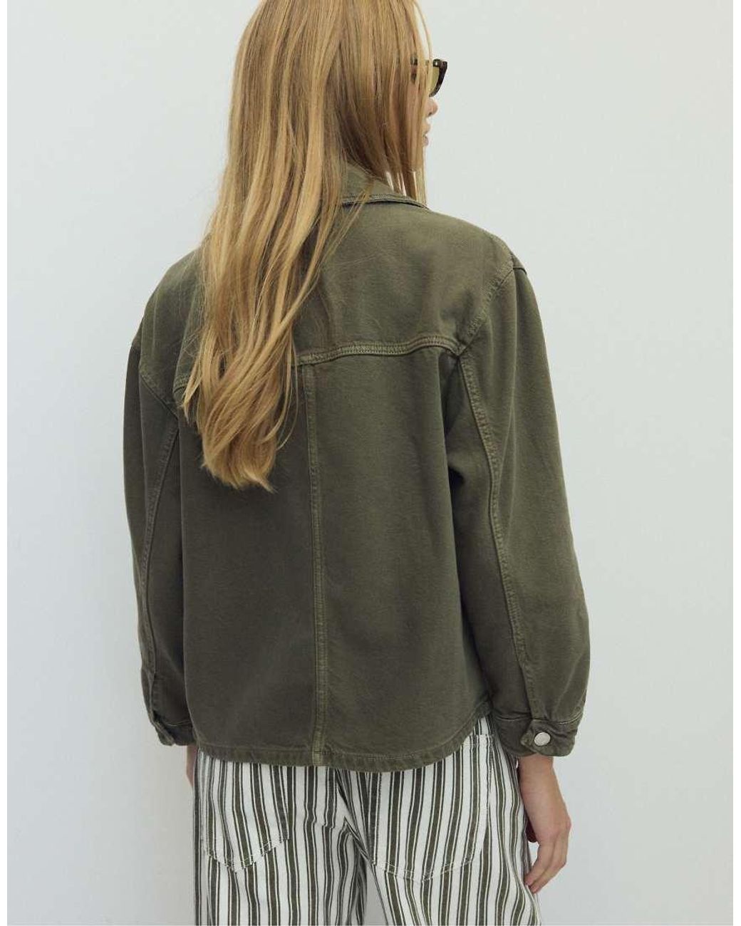 Stradivarius Green Jacket With Patch Pockets