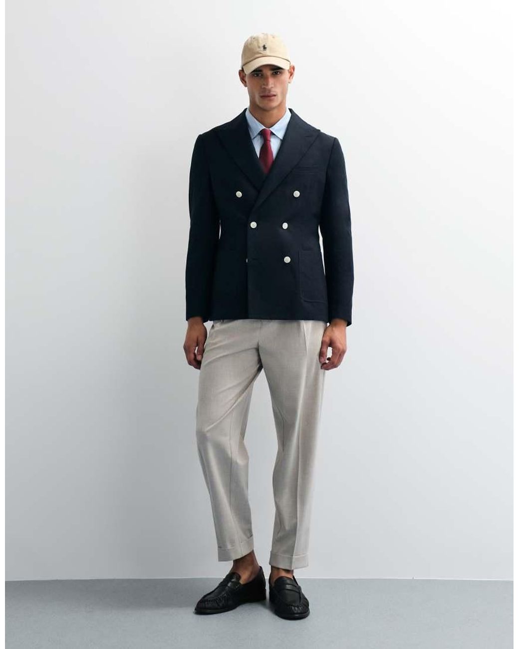 ASOS Black Mix & Match Linen-rich Slim Double-breasted Suit Jacket for men