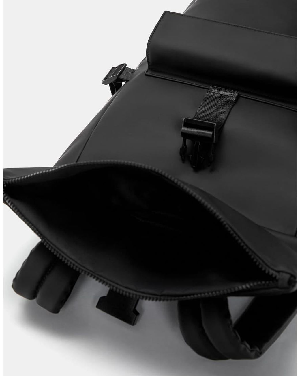 Pull&Bear Black Rubberized Backpack for men