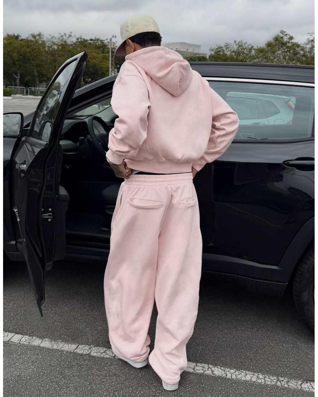 Bershka Pink Boxy Zip-up Hoodie for men
