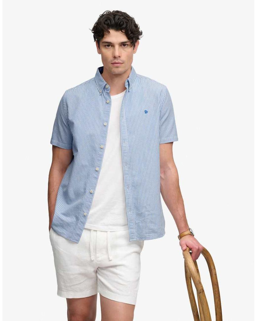 Superdry Blue Preppy Oxford Short Sleeve Shirt for men
