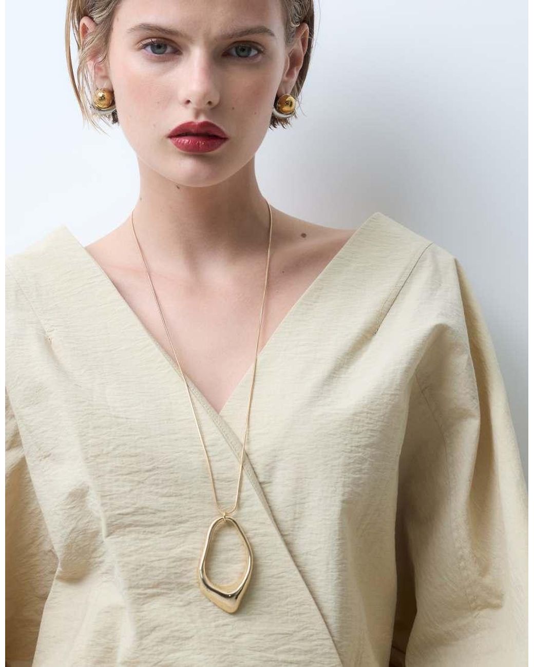 ASOS Natural Long Necklace With Abstract Pendant