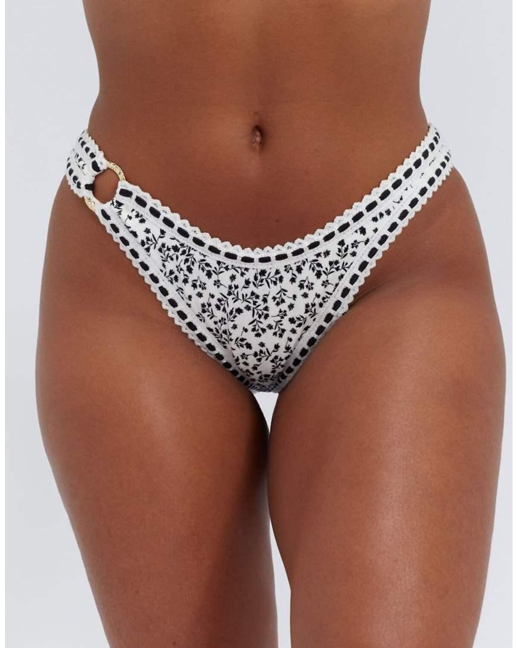 Boux Avenue Brown Samoa Brazilian Bikini Bottoms Summer Broderie Swimwear