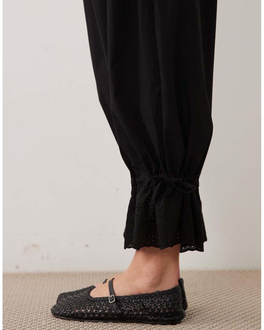 Miss Selfridge Black Cotton Broderie Bloomer Trouser