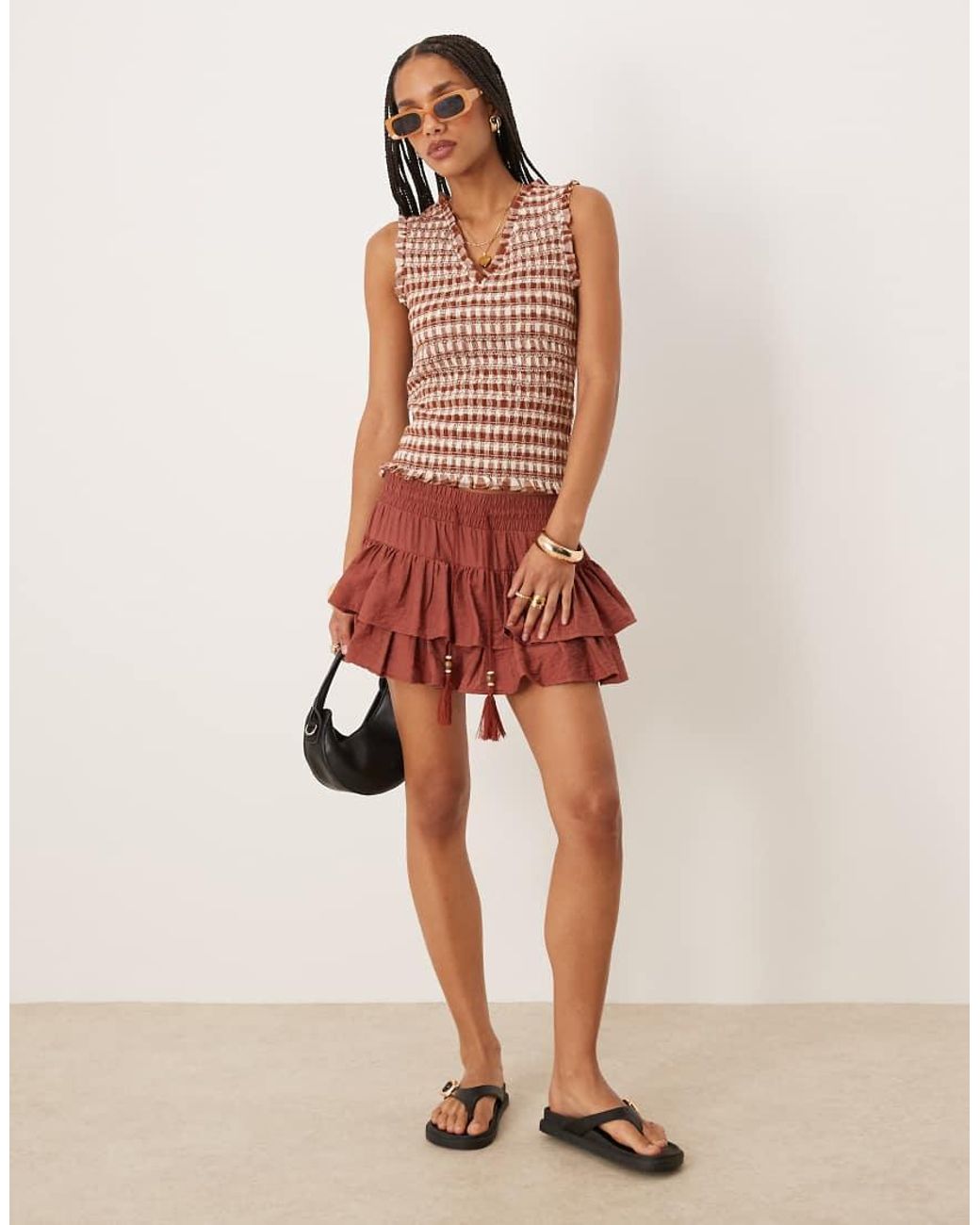 ASOS Red Pull On Knicker Shorts With Ruffle Detail