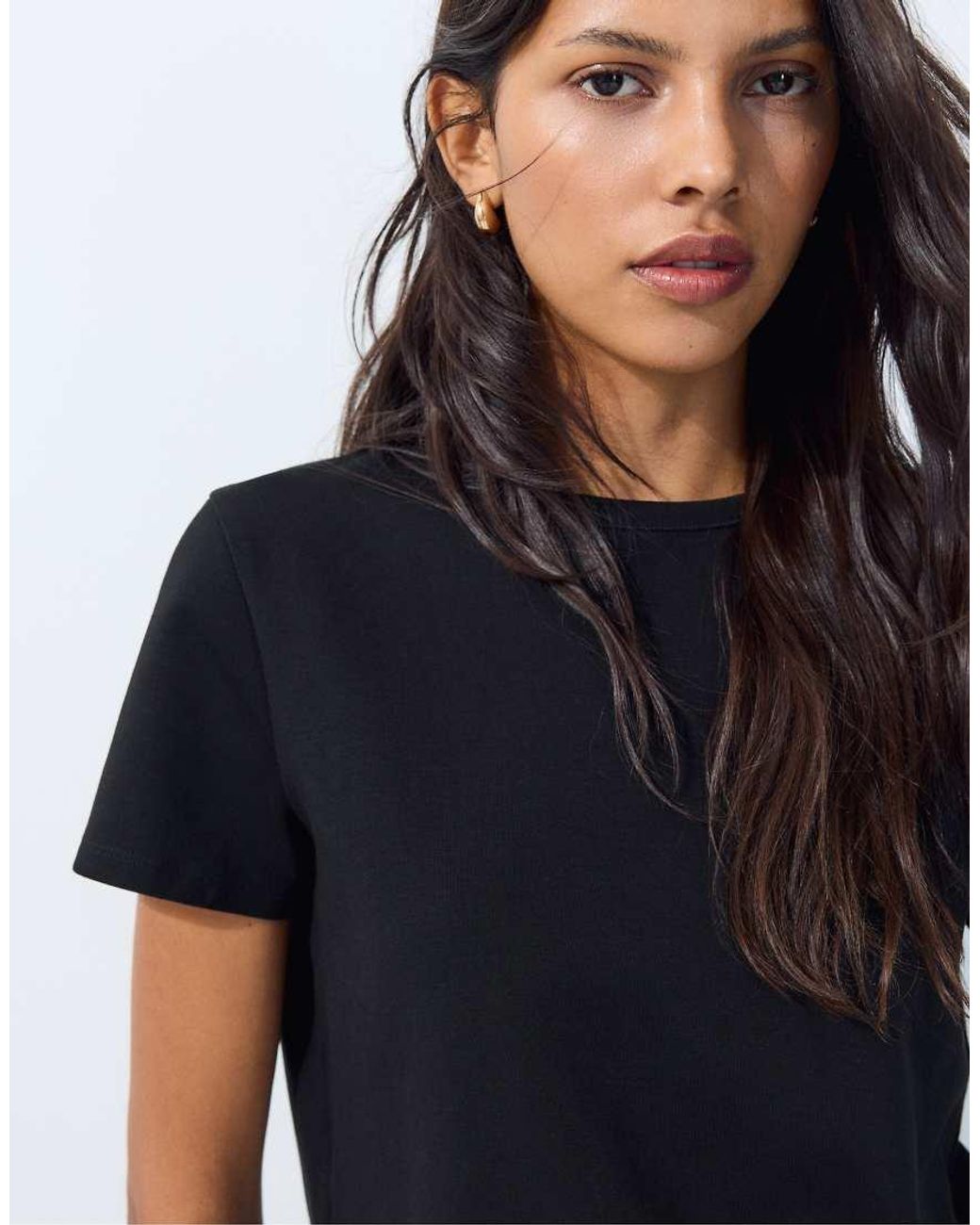 Stradivarius Black Basic Regular Soft-touch T-shirt