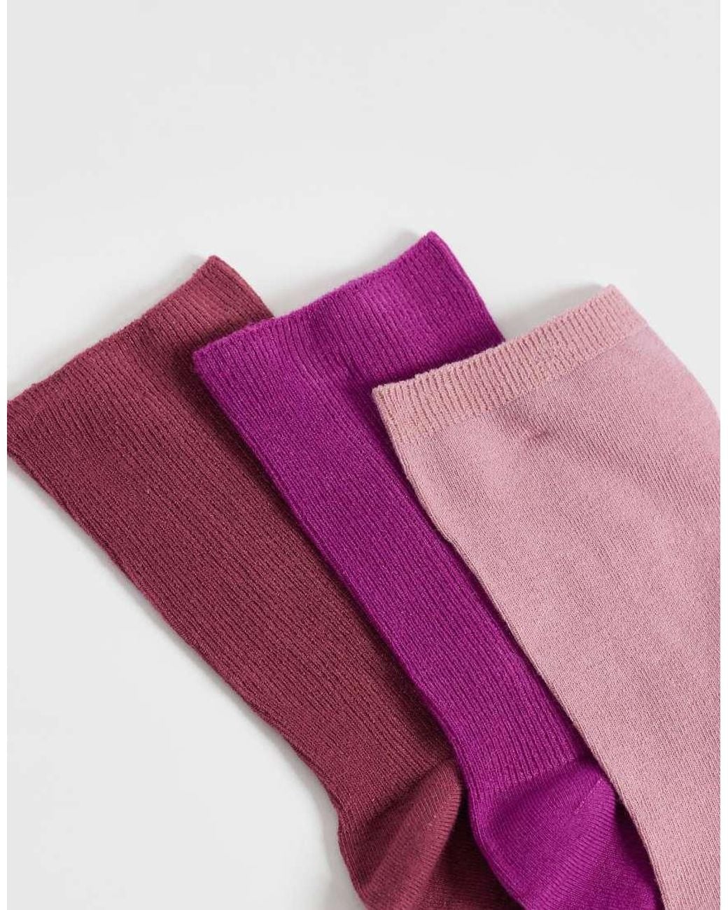 Lindex Pink 7 Pack Ribbed Mix Ankle Socks