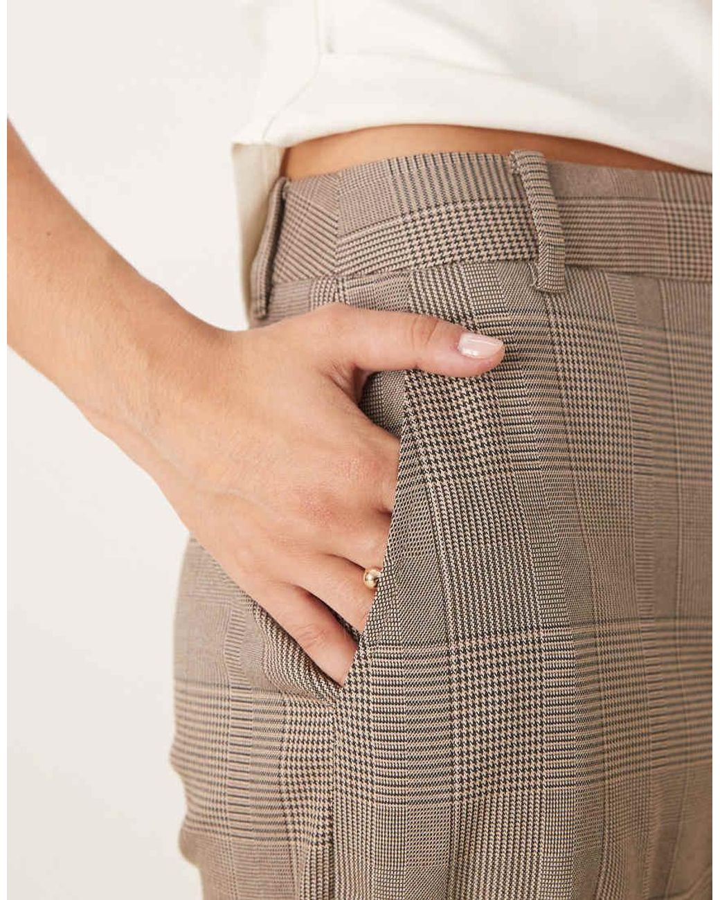 ASOS Natural Tailored Slim Straight Leg Trousers