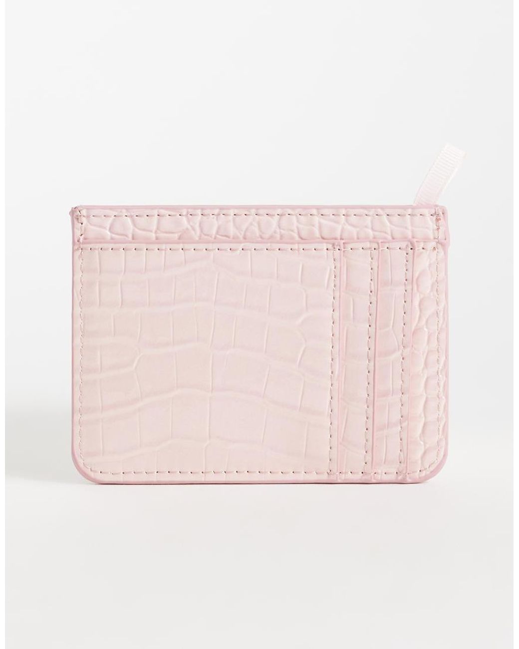 Mango Pink Croc Effect Card Holder