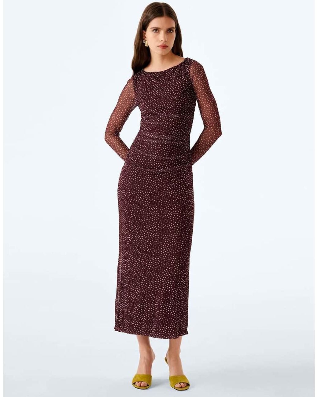 OMNES Red Hollis Polka Dot Maxi Dress