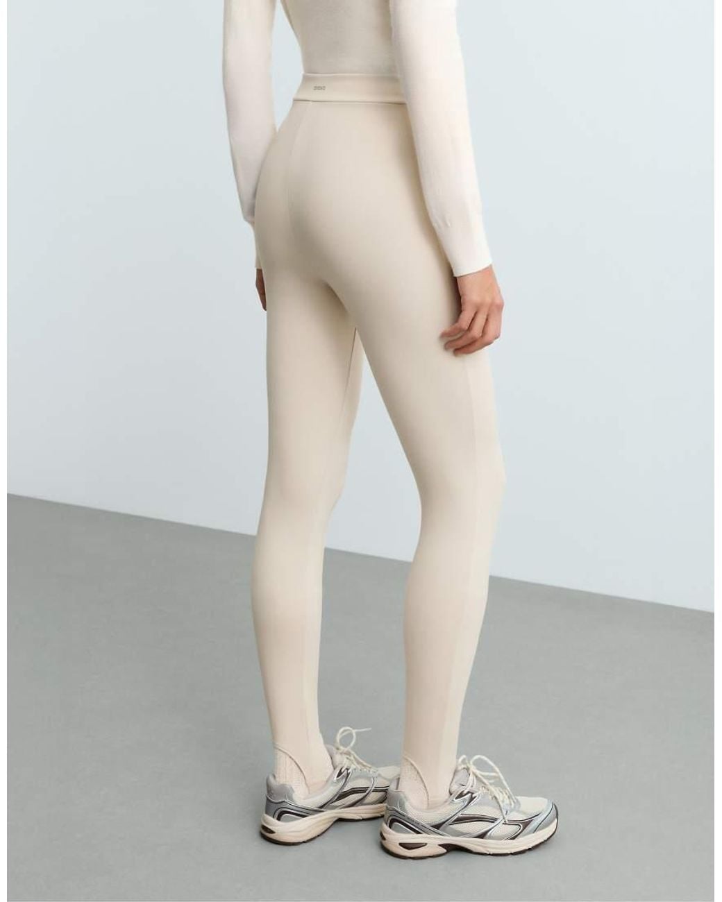 Oysho Natural Ankle-Length High Rise Warm Stirrup Leggings