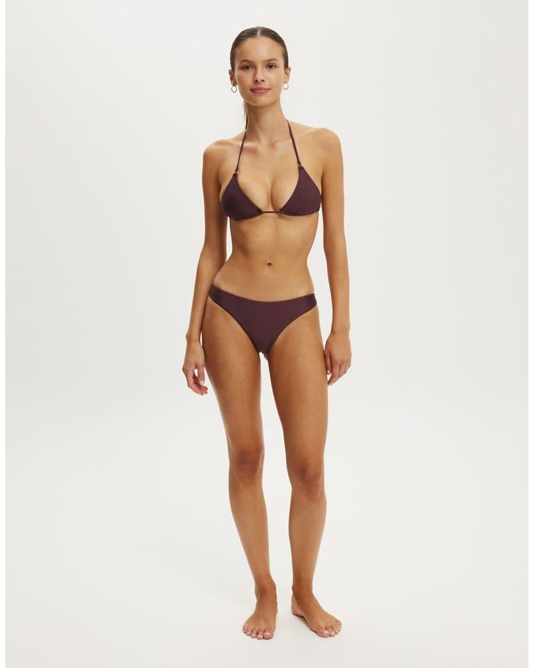 Cotton On Brown Micro String Triangle Bikini Top
