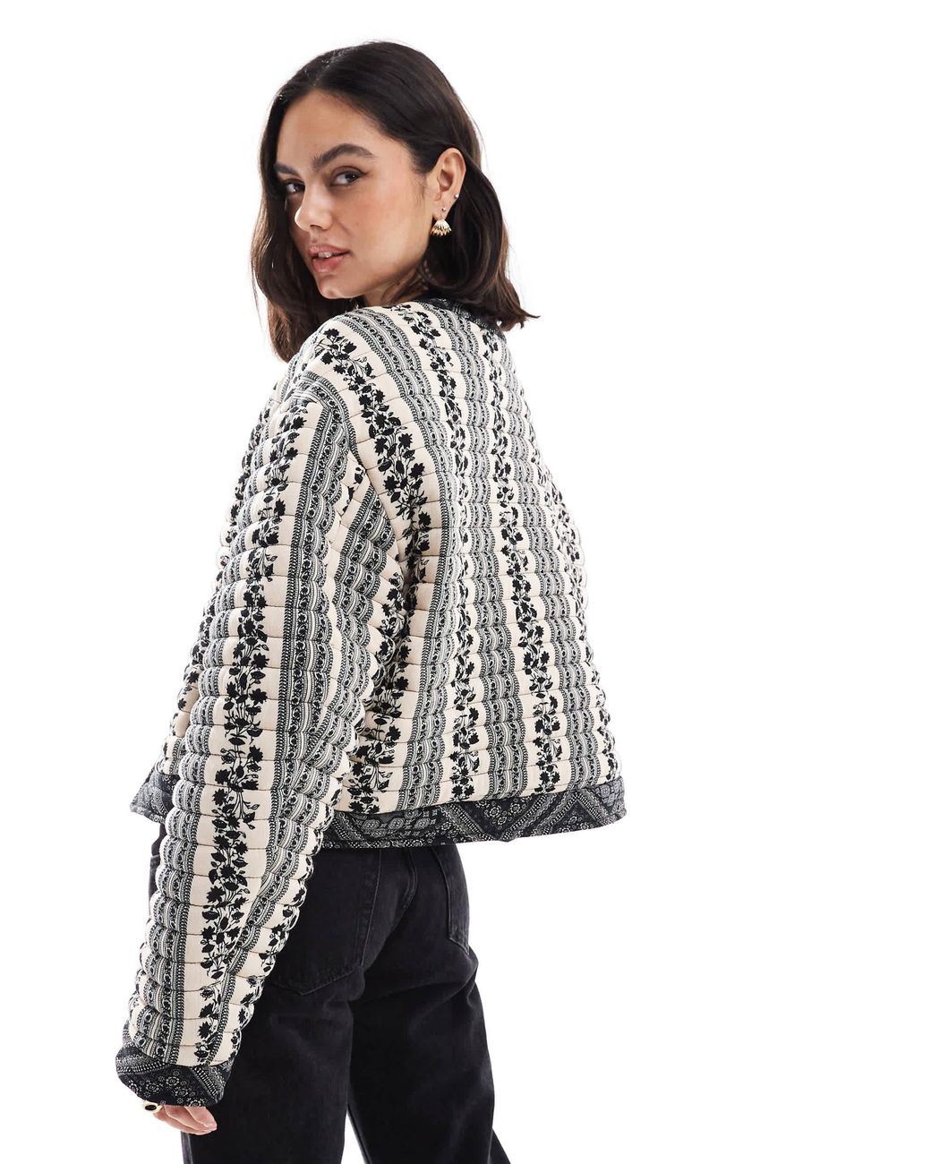 ASOS Black Cropped Quilted Jacket