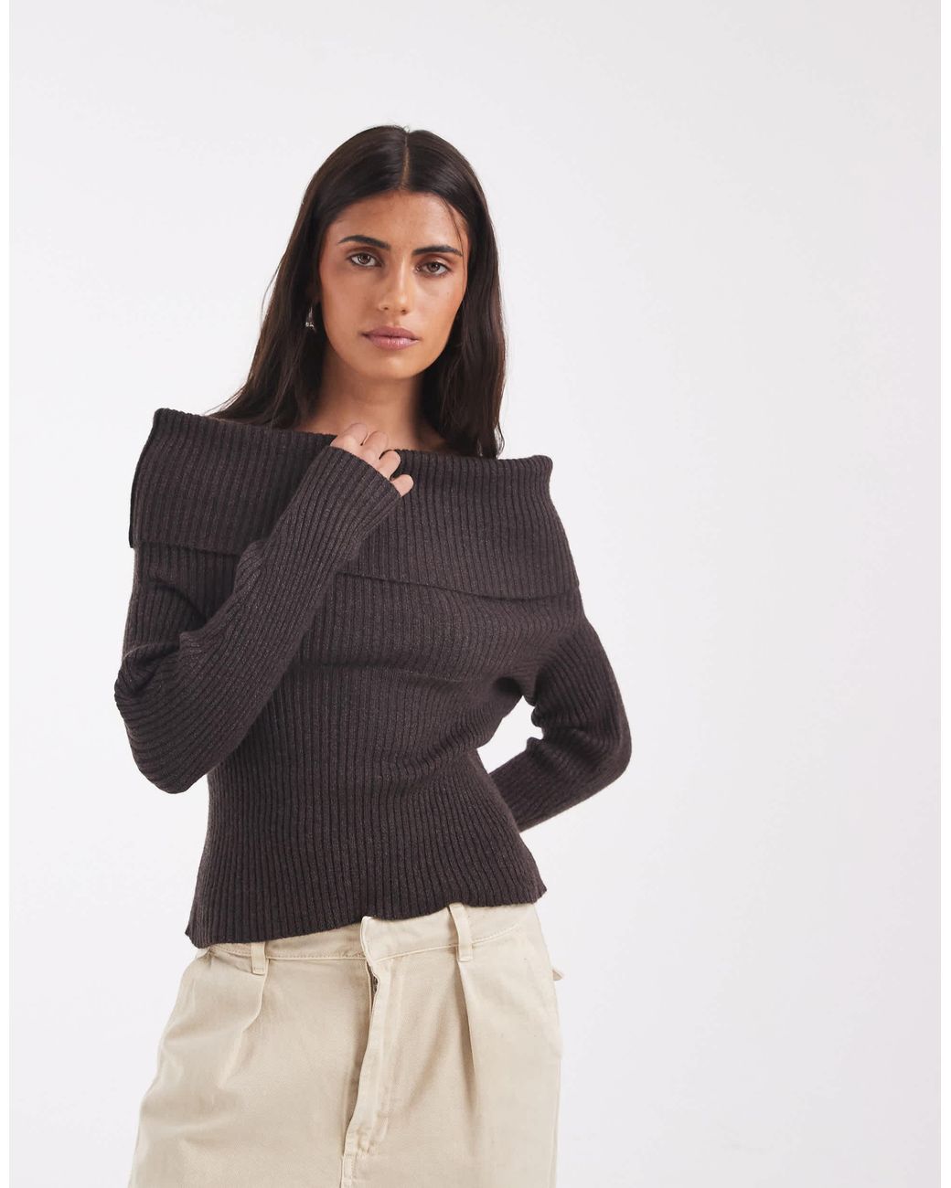 ONLY Black – schulterfreier strickpullover