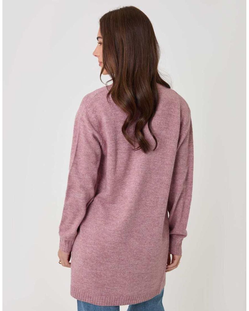 Threadbare Pink Longline Knitted Open Cardigan