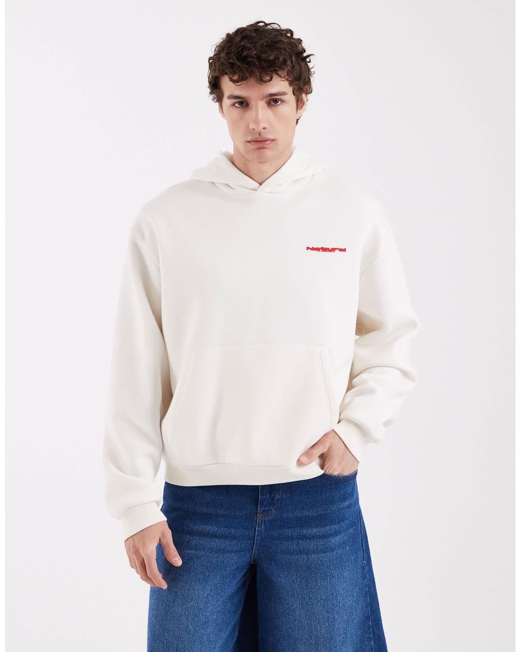 ASOS – kastiger kapuzenpullover in White für Herren
