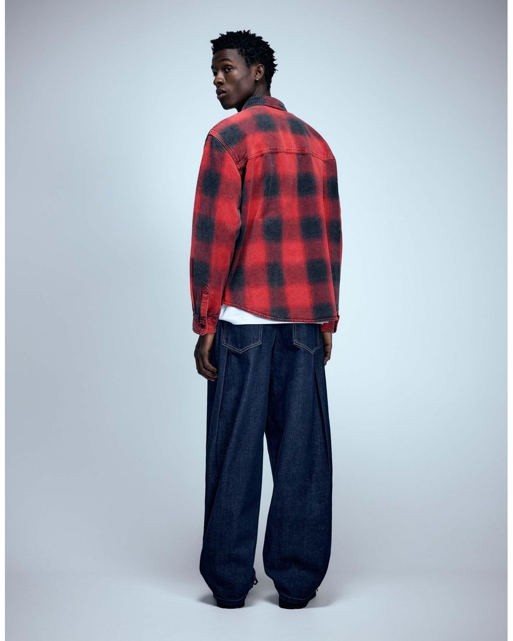 Pull&Bear Karierte langärmlige hemdjacke in Red für Herren