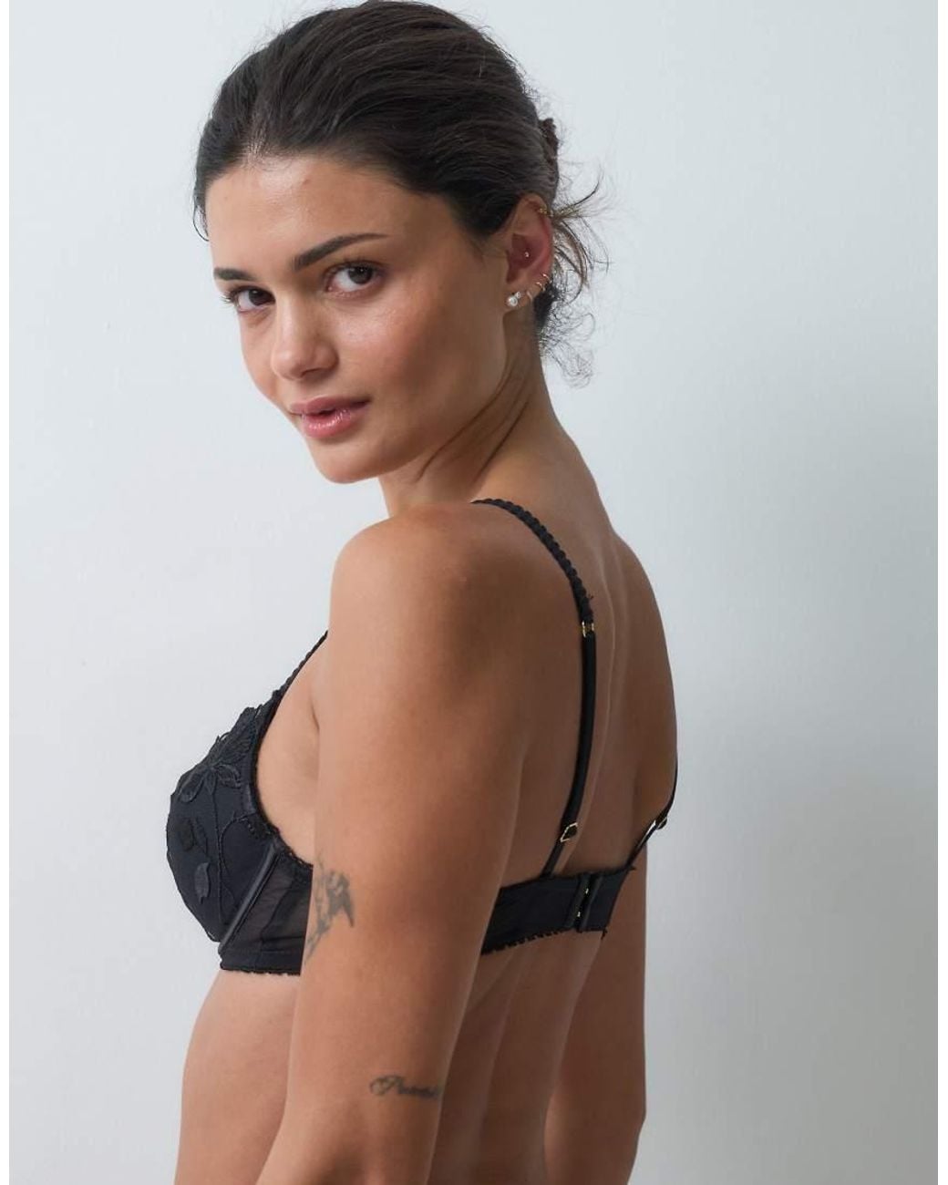 Ann Summers Brown Noir Desire Floral Embroidery Padded Plunge Bra
