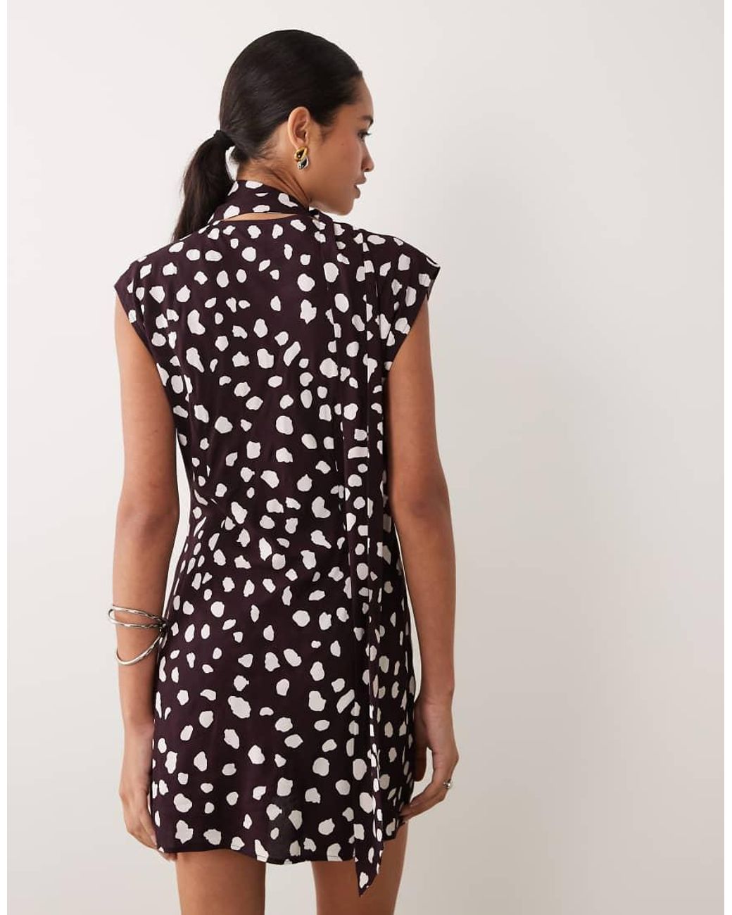ASOS Natural Scarf Detail Mini Dress